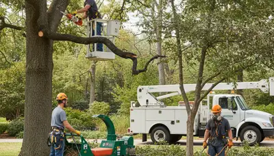 Tree care specialist treating diseased trees in Chicago, IL for healthier growth and disease control