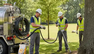 Chicago, IL arborist applying tree fertilizing service for healthier growth on a residential property