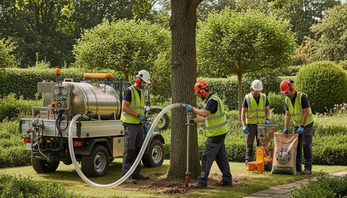 Chicago, IL arborist applying tree fertilizing treatment for healthier growth and stronger trees