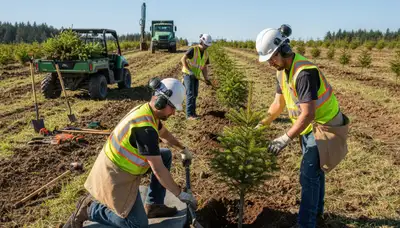 Chicago, IL arborist planting a young tree for residential tree planting services