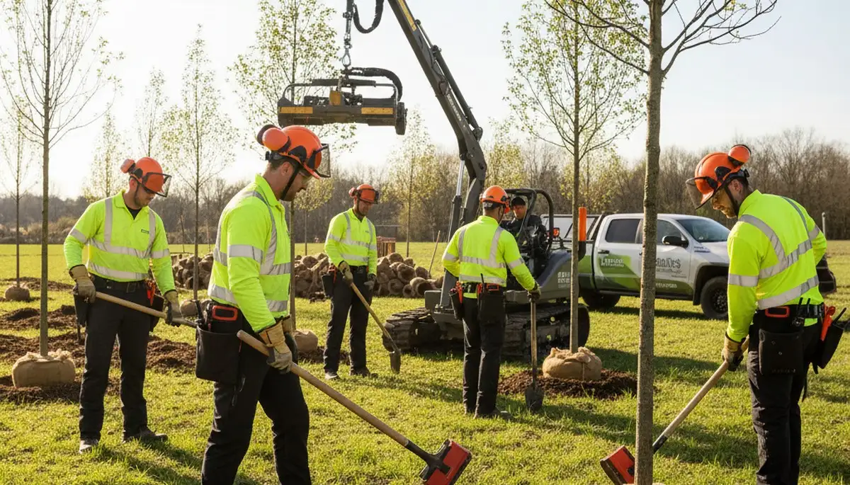 Chicago, IL arborists planting a new tree for residential tree care services