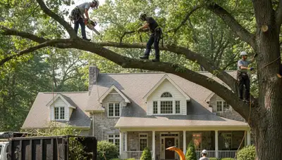 Chicago, IL tree service team removing a tree for safe residential property care