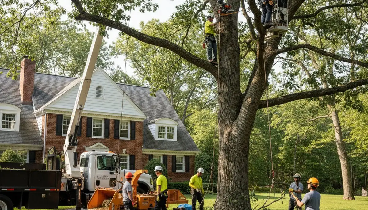 Chicago, IL tree service crew removing a tree for safe residential property maintenance