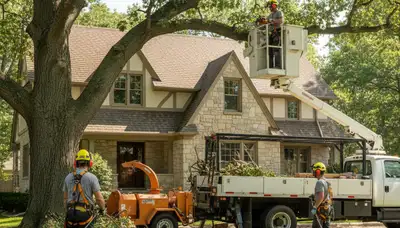 Chicago, IL tree service crew removing a tree for safe residential property care