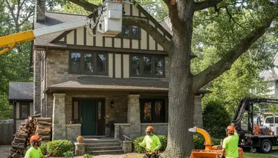 Chicago, IL tree service crew providing safe tree removal and trimming for local properties