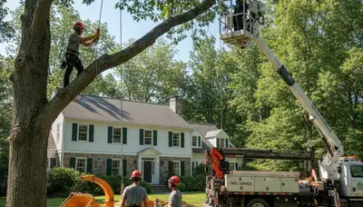 Chicago, IL tree service crew removing a tree for safe residential property maintenance