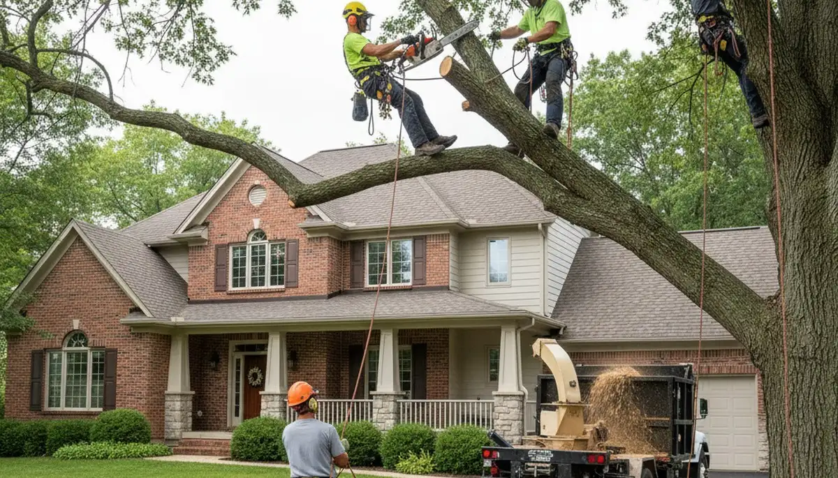 Chicago, IL tree service crew removing a tree for safe residential property maintenance
