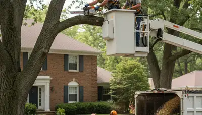 Chicago, IL tree service crew removing a tree for safe residential property maintenance