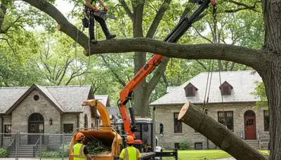 Chicago, IL tree service crew removing a tree for safe, professional arborist work