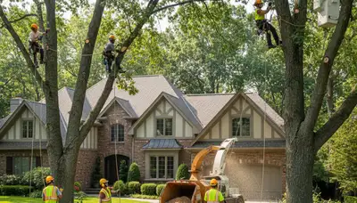 Chicago, IL tree service crew removing a tree for safe, professional arborist service