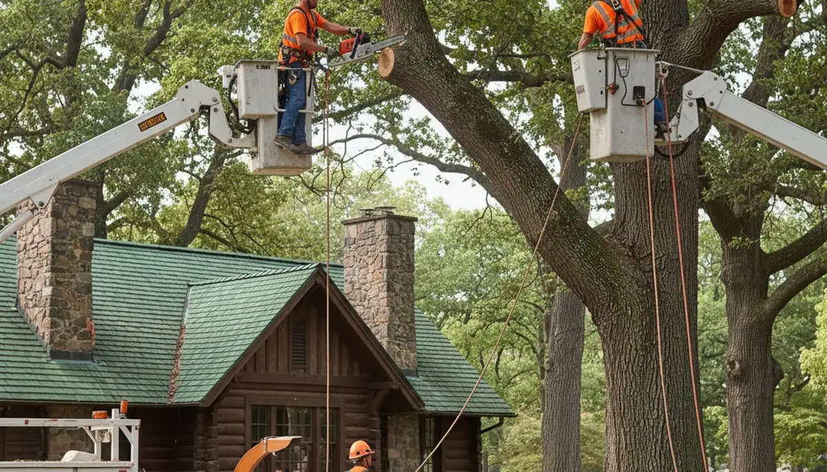 Chicago, IL tree service crew trimming and removing trees for safe, professional property care
