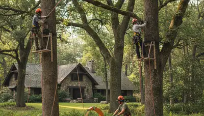 Chicago, IL tree service crew removing a tree for a safe property cleanup