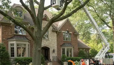 Chicago, IL tree service crew removing a tree for safe residential property maintenance