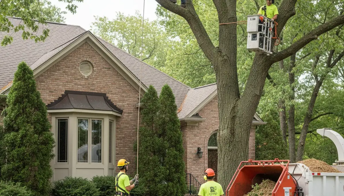 Chicago, IL tree service team removing a tree for safe residential property maintenance