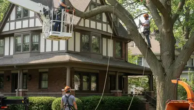 Chicago, IL tree service crew removing a tree for arborchicagotreeremoval.com