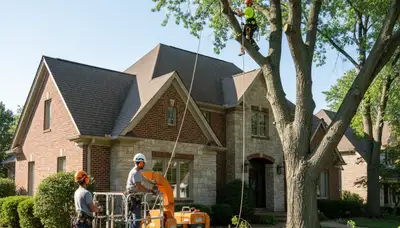 Chicago, IL tree service crew providing professional tree removal for a residential property