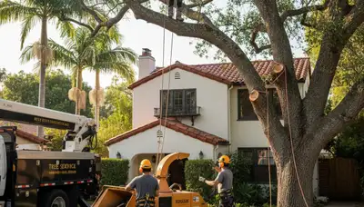 Chicago, IL tree service crew removing a tree with professional arborist equipment