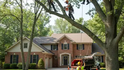 Chicago, IL tree service crew removing a hazardous tree for a local property owner