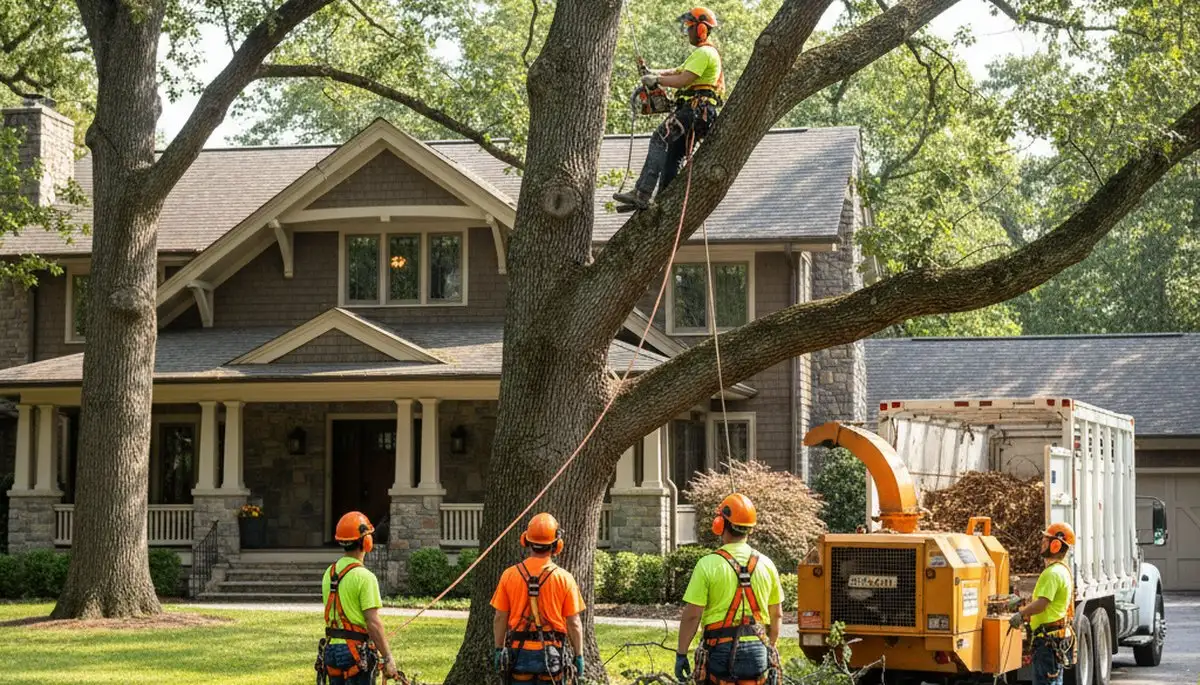 Tree service crew performing safe tree removal in Chicago, IL for Arbor Chicago Tree Removal