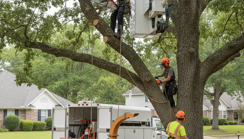 Chicago tree trimming crew pruning a tree for safer, healthier growth in Chicago, IL